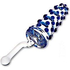  Пупырчатый стеклянный стимулятор с рукоятью, 12 см 