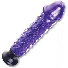  Фиолетовый стеклянный вибратор с массажными точками Spiked Punch 20 см 