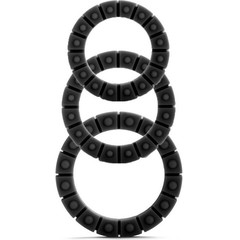  Чёрные эрекционные кольца Silicone Love Wheel 3 sizes с пупырышками (3 шт.) 