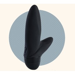  Черный мини-вибратор Flash с клиторальным стимулятором 13,5 см 