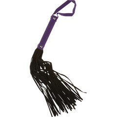  Многохвостая бархатистая чёрная плеть X-Play с фиолетовой рукоятью 