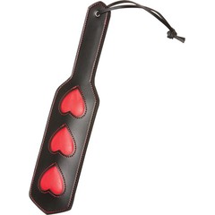  Чёрный кожаный пэддл X-Play с красными сердечками 