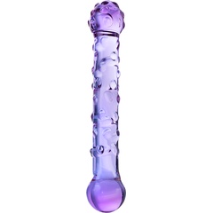  Фиолетовый стеклянный фаллоимитатор с шишечками 19,5 см 