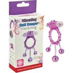  Фиолетовое эрекционное виброкольцо Ball Banger Cock Ring с 3 утяжеляющими шариками 