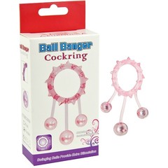  Фиолетовое эрекционное кольцо Ball Banger Cock Ring с 3 утяжеляющими шариками 