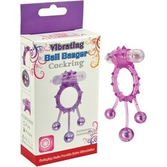 Розовое эрекционное виброкольцо Ball Banger Cock Ring с 3 утяжеляющими шариками 