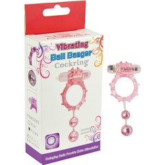  Розовое виброкольцо с 2 утяжеляющими шариками Ball Banger Cock Ring 
