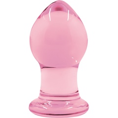  Малая розовая стеклянная анальная пробка Crystal Small 6,2 см 
