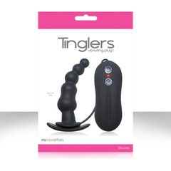  Черная анальная вибро-пробка Tinglers Plug I 