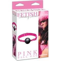  Черный кляп-шар на розовых замшевых ремешках Ball Gag 