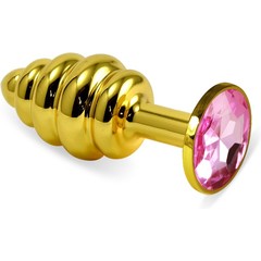  Золотистая ребристая пробка с розовым кристаллом 7,6 см 