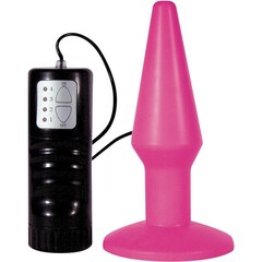  Розовая анальная пробка с вибрацией Brutal Pink Plug Medium 14 см 