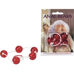  Красная анальная цепочка с пятью звеньями Anal Beads 