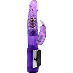  Фиолетовый вибратор с клиторальным стимулятором и ротацией 21,5 см 