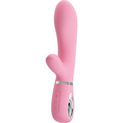  Нежно-розовый вибратор-кролик Thomas с мягкой головкой 20,5 см 