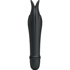  Чёрный миниатюрный вибромассажер Edward с усиками 14,5 см 
