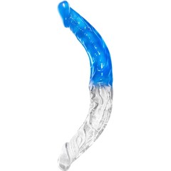 Прозрачно-голубой двусторонний фаллоимитатор 33 см 