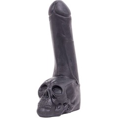  Черный фаллоимитатор-гигант с черепом Cock with Skull 28 см 