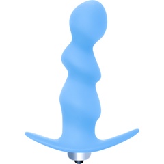  Голубая фигурная анальная вибропробка Spiral Anal Plug 12 см 