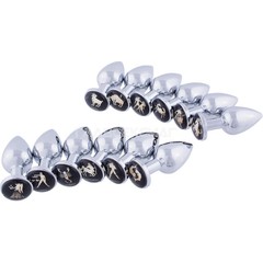  Серебристая анальная пробка со знаком зодиака Дева 