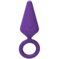  Фиолетовая конусовидная анальная пробка с колечком-ограничителем 6,5 см 