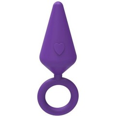 Фиолетовая конусовидная анальная пробка с колечком-ограничителем 5 см 