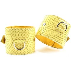  Кожаные наручники Желтый питон 