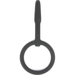  Черный уретральный силиконовый плаг с колечком-ограничителем 4,5 см 