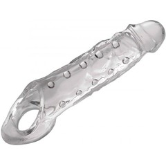  Прозразная закрытая насадка на пенис с поддержкой мошонки Clearly Ample Penis Enhancer 22 см 