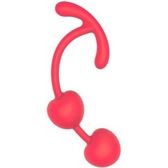  Красные силиконовые вагинальные шарики с ограничителем 