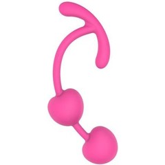  Розовые силиконовые вагинальные шарики с ограничителем 