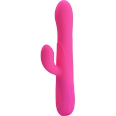  Розовый вибратор Douglas с клиторальным отростком и функцией расширения 24,9 см 