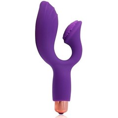  Фиолетовый вибромассажер Cosmo с отростком для стимуляции клитора 