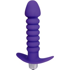  Фиолетовая анальная вибровтулка-елочка с ограничителем 11,5 см 