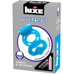  Голубое эрекционное виброкольцо Luxe VIBRO Дьявол в доспехах презерватив 