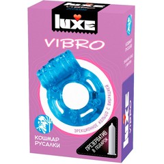  Голубое эрекционное виброкольцо Luxe VIBRO Кошмар русалки презерватив 