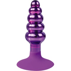  Фиолетовая анальная пробка-елочка с круглым ограничителем 10 см. 