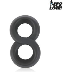  Черное силиконовое эрекционное кольцо Sex Expert в виде восьмерки 