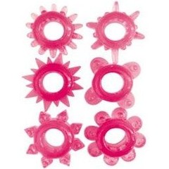  Набор из 6 розовых эрекционных колец разной формы 