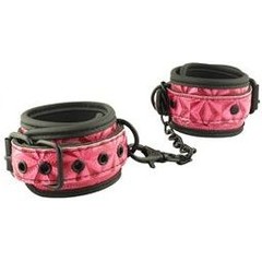  Розово-чёрные кожаные наручники Wrists Cuffs с геометрическим узором 