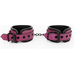  Розово-черные наручники с регулируемыми застежками 