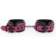  Розово-черные наручники на застежках 
