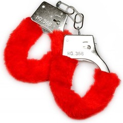  Металлические наручники с красной опушкой и ключиком 