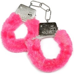  Металлические наручники с розовой опушкой и ключиком 