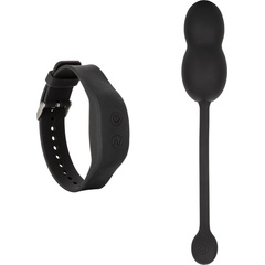  Черные вагинальные виброшарики с браслетом-пультом Wristband Remote Ultra-Soft Kegel System 