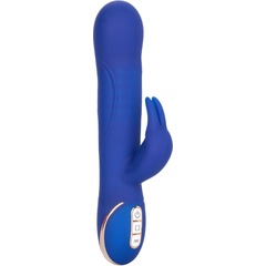  Синий вибратор Signature Silicone Rotating Beaded Rabbit с клиторальным отростком 22,75 см 