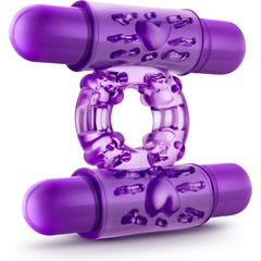  Фиолетовое эрекционное виброкольцо Double Play 