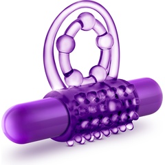  Фиолетовое эрекционное виброкольцо The Player Vibrating Double Strap Cock Ring 