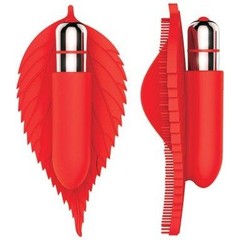  Красный клиторальный стимулятор в виде листика 12,5 см 