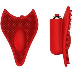  Красный клиторальный стимулятор с шипиками 7,5 см. 